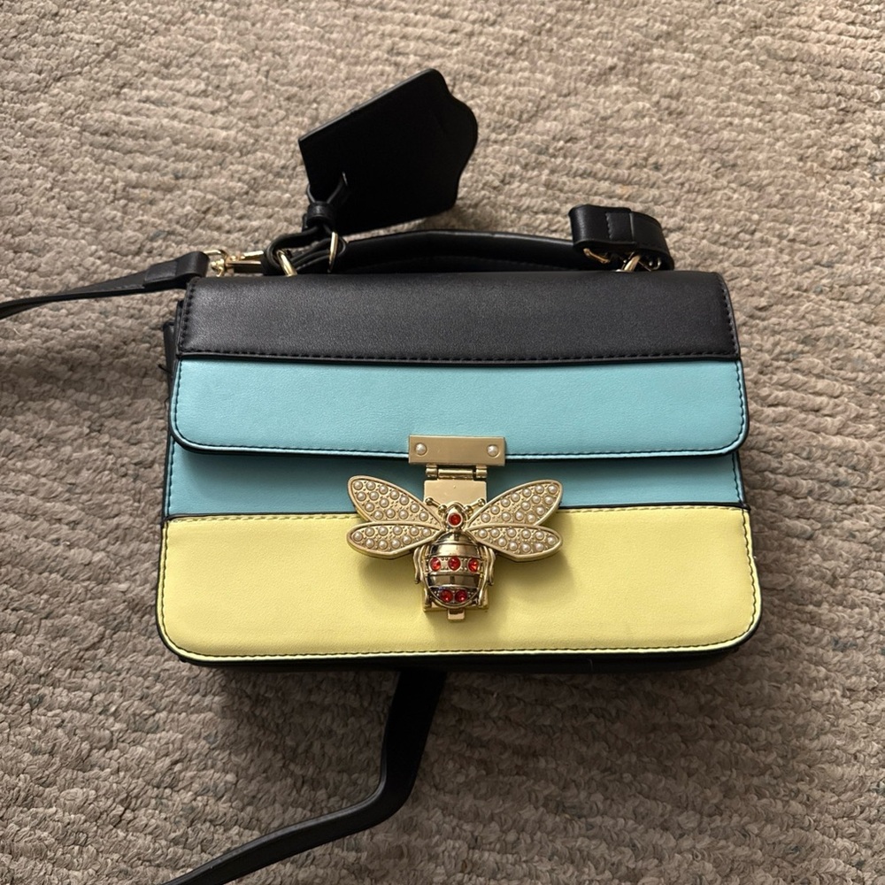 Stylish Black, Blue, and Yellow Women's Bag